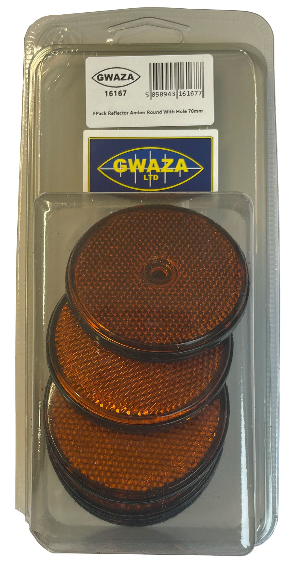 FPack Reflector Amber Round With Hole 70mm (6)