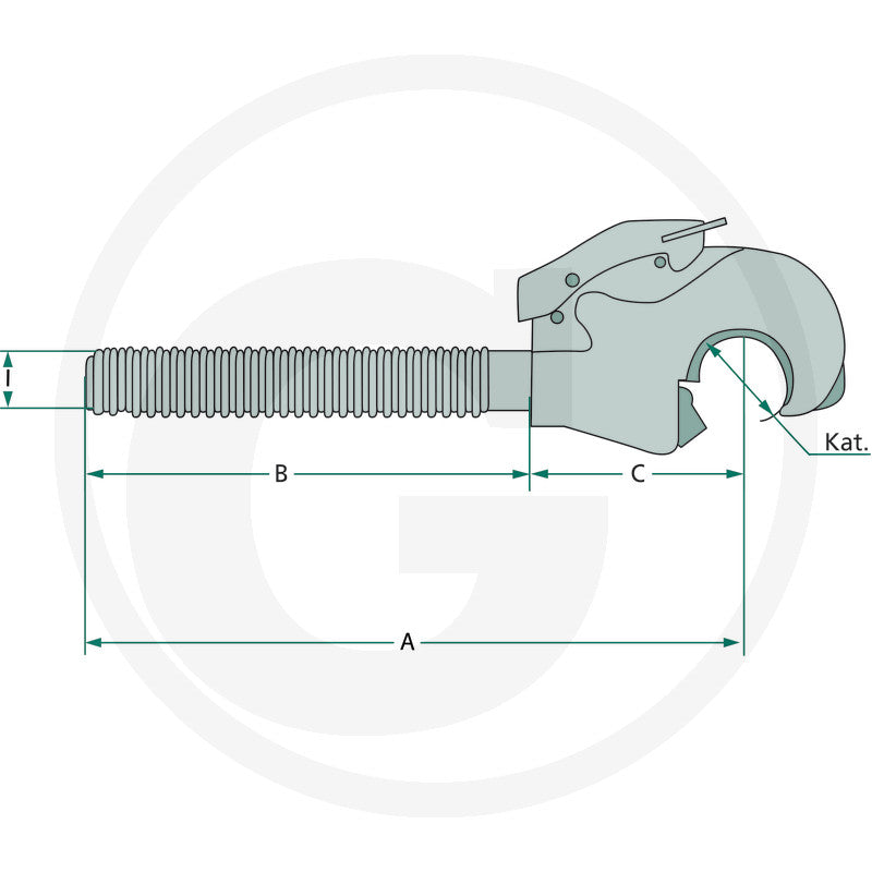 CBM Tail hook – Category 2 / 50, I M30 x 3 mm – dimension diagram