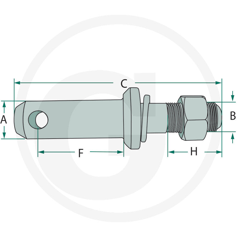 Category 2 Lower Link Implement Pin – 28mm, 7/8" UNF – 20099027