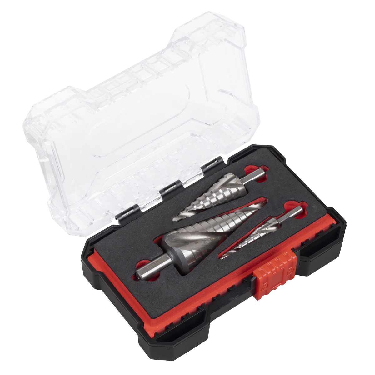 Sealey Spiral Flute HSS 4341 Step Drill Bit Set 3pc