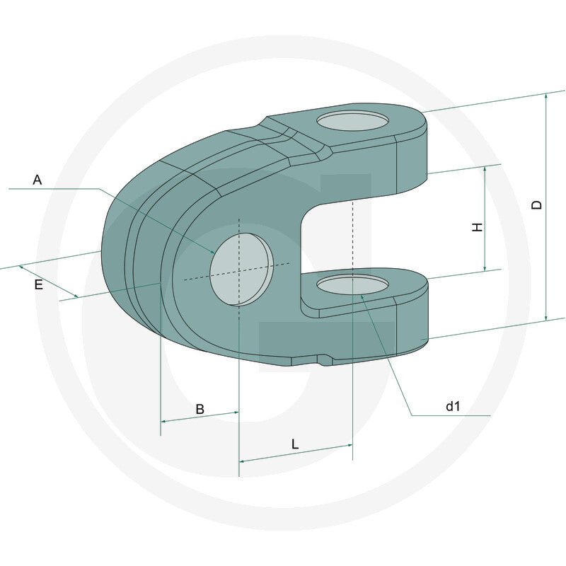 GRANIT Clevis joint head – Category Cat. 3, A 25.7 mm – dimension diagram