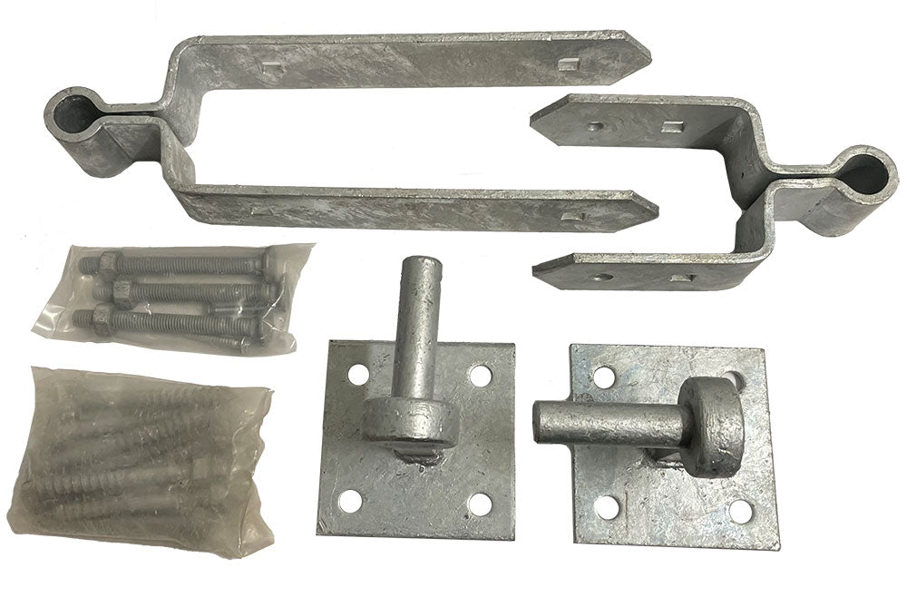 Gate Double Strap Hinge Set 24" Hooks on Plates