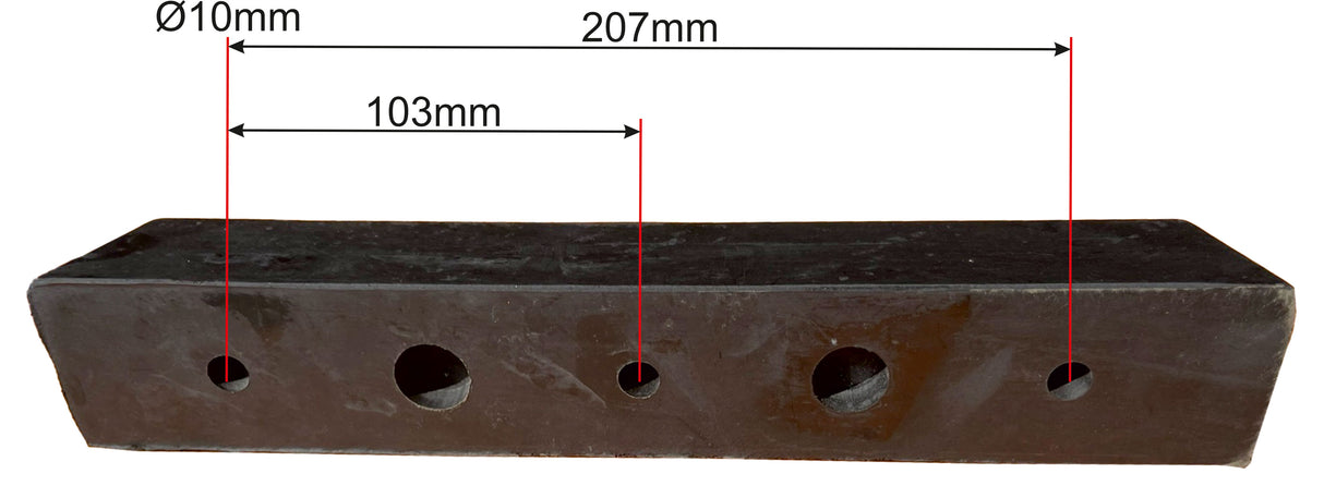Triple Rubber Trailer Buffer Pad – 300 x 50 x 50mm – 3 Hole M10