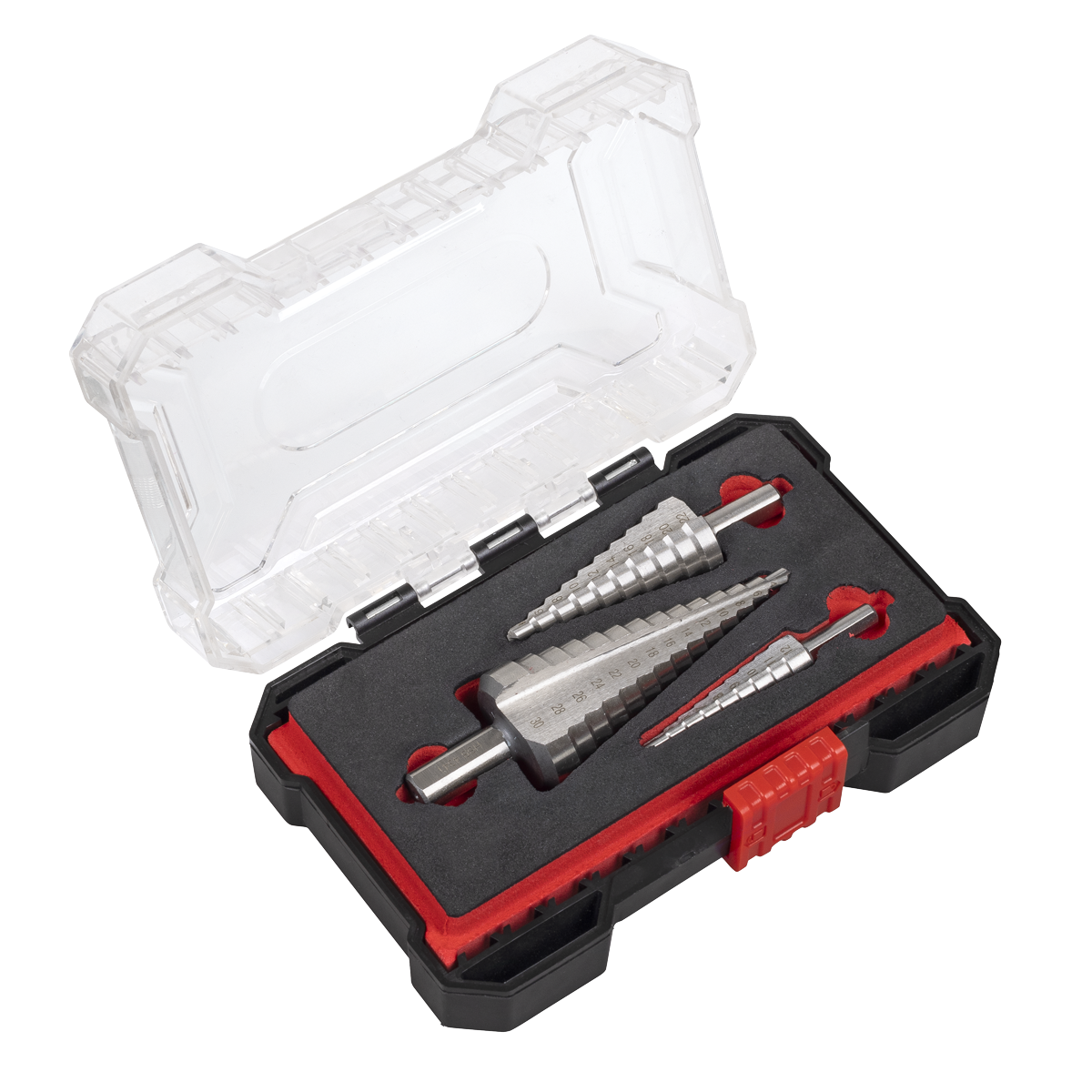 Sealey Straight Flute HSS 4341 Step Drill Bit Set 3pc