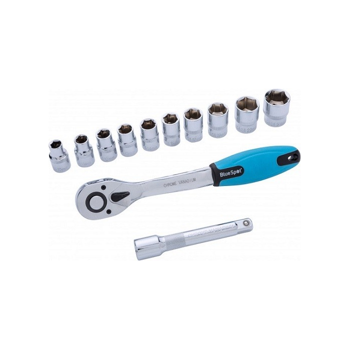 BlueSpot 12 Pce 1/2″ Ratchet & Socket Set (10mm to 24mm)