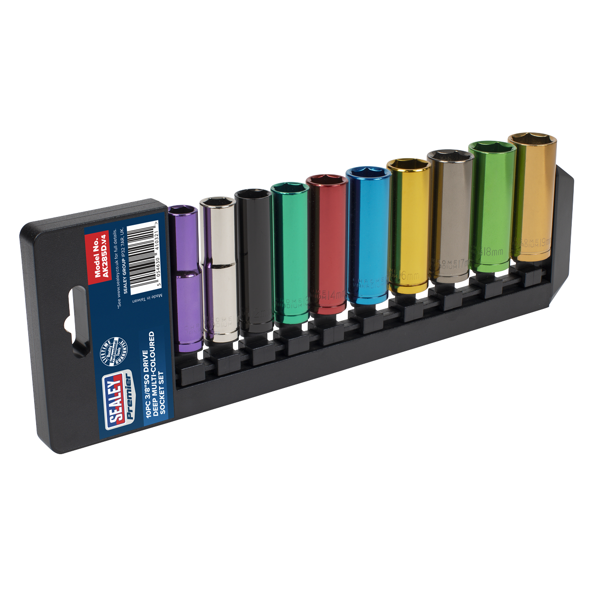 Premier Deep Multi-Coloured Socket Set 3/8"Sq Drive 10pc