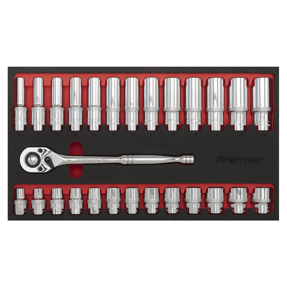 Premier Ratchet Wrench & Socket Set 1/2"Sq Drive 27pc – additional product view 2