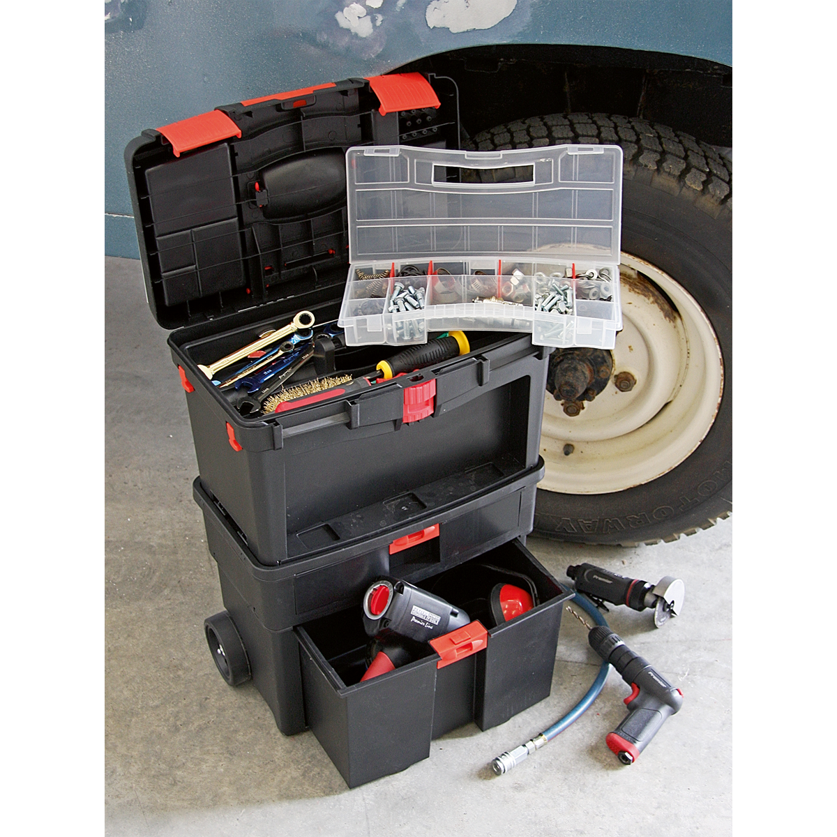 Mobile Toolbox with Tote Tray & Removable Assortment Box – additional supplier image