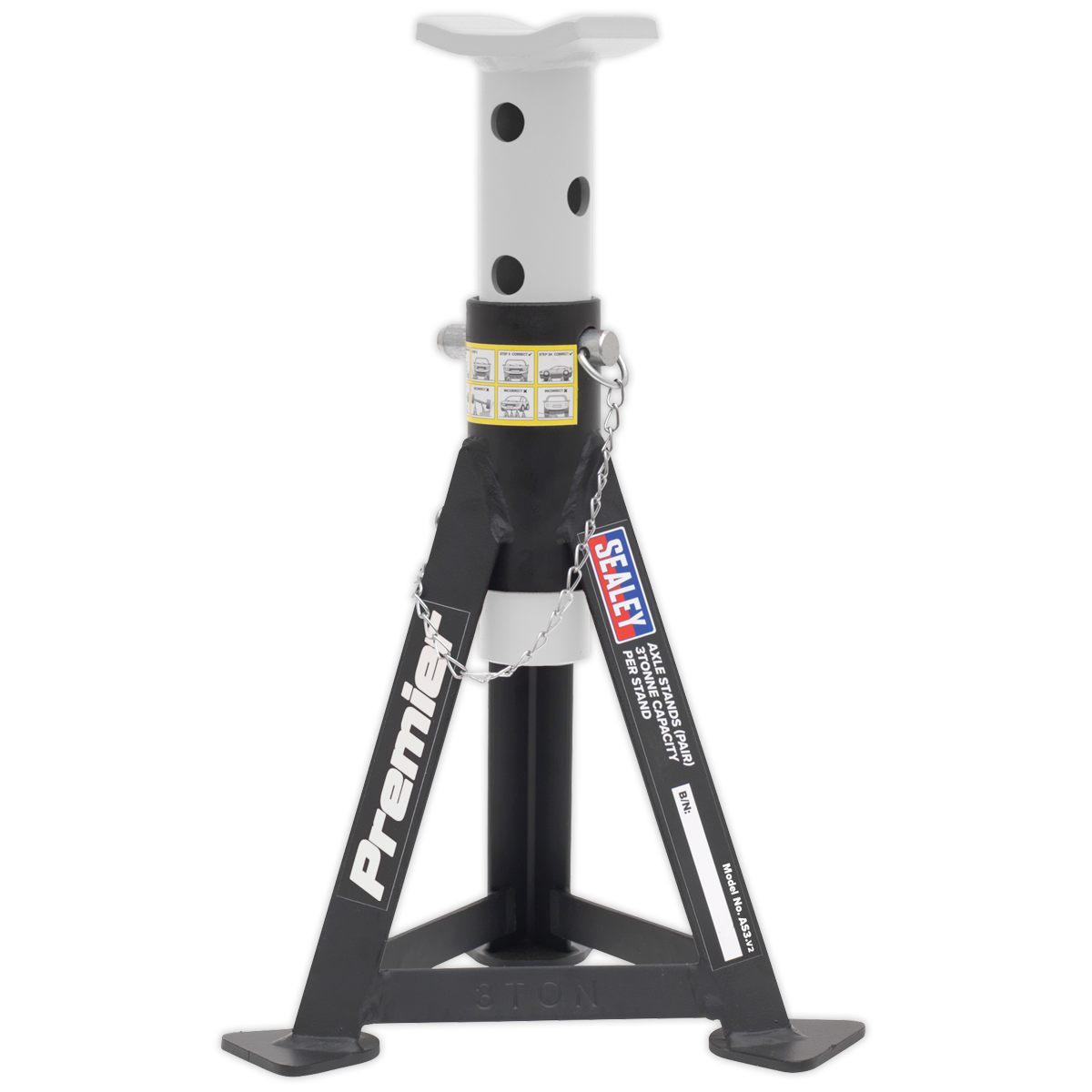 Premier Axle Stands (Pair) 3 Tonne Capacity per Stand - White – additional supplier image