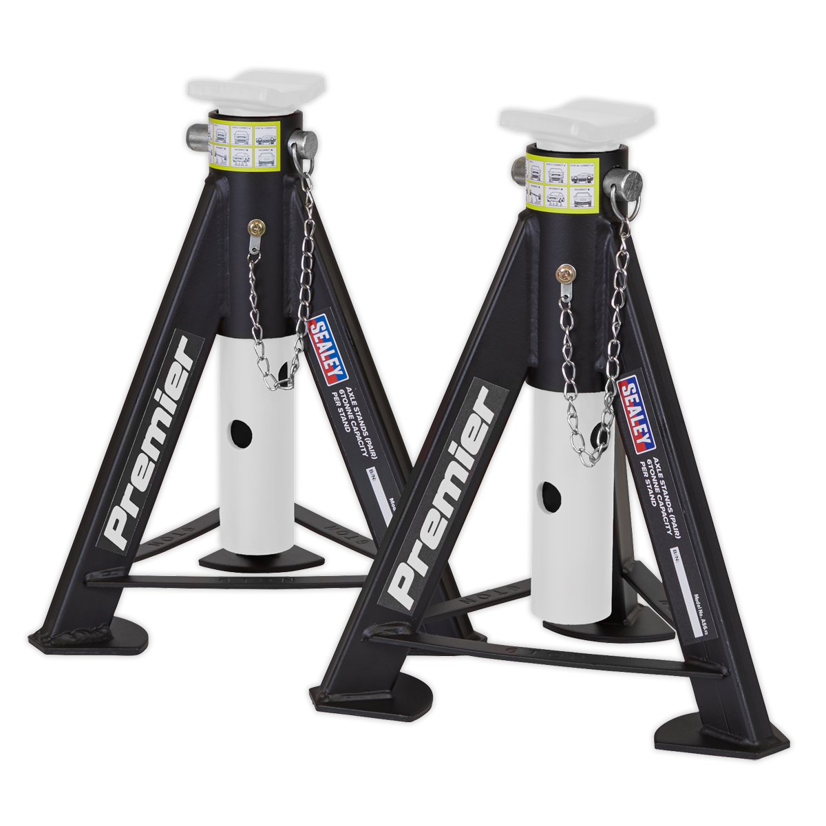 Premier Axle Stands (Pair) 6 Tonne Capacity per Stand - White – additional product view 5