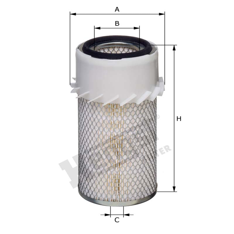 Hengst E563L Air Filter dimensional drawing