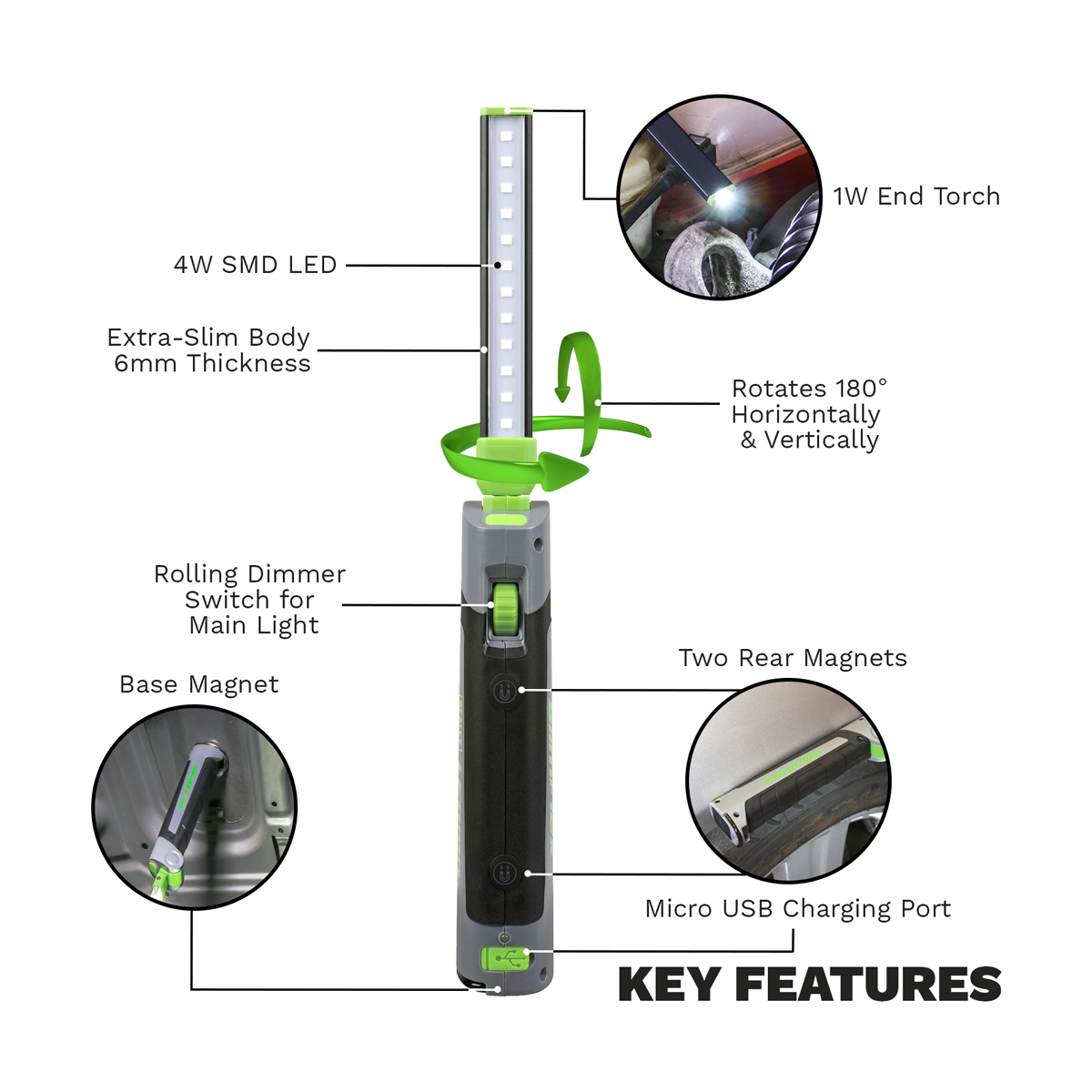 Rechargeable Slim Folding Inspection Light 4W & 1W SMD LED – additional product view 19