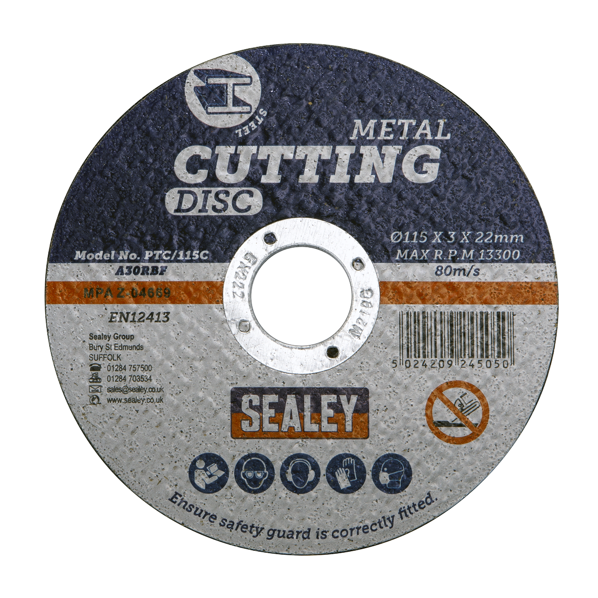 Sealey 115 x 3mm Cutting Disc 22mm Bore - Pack of 50 additional view