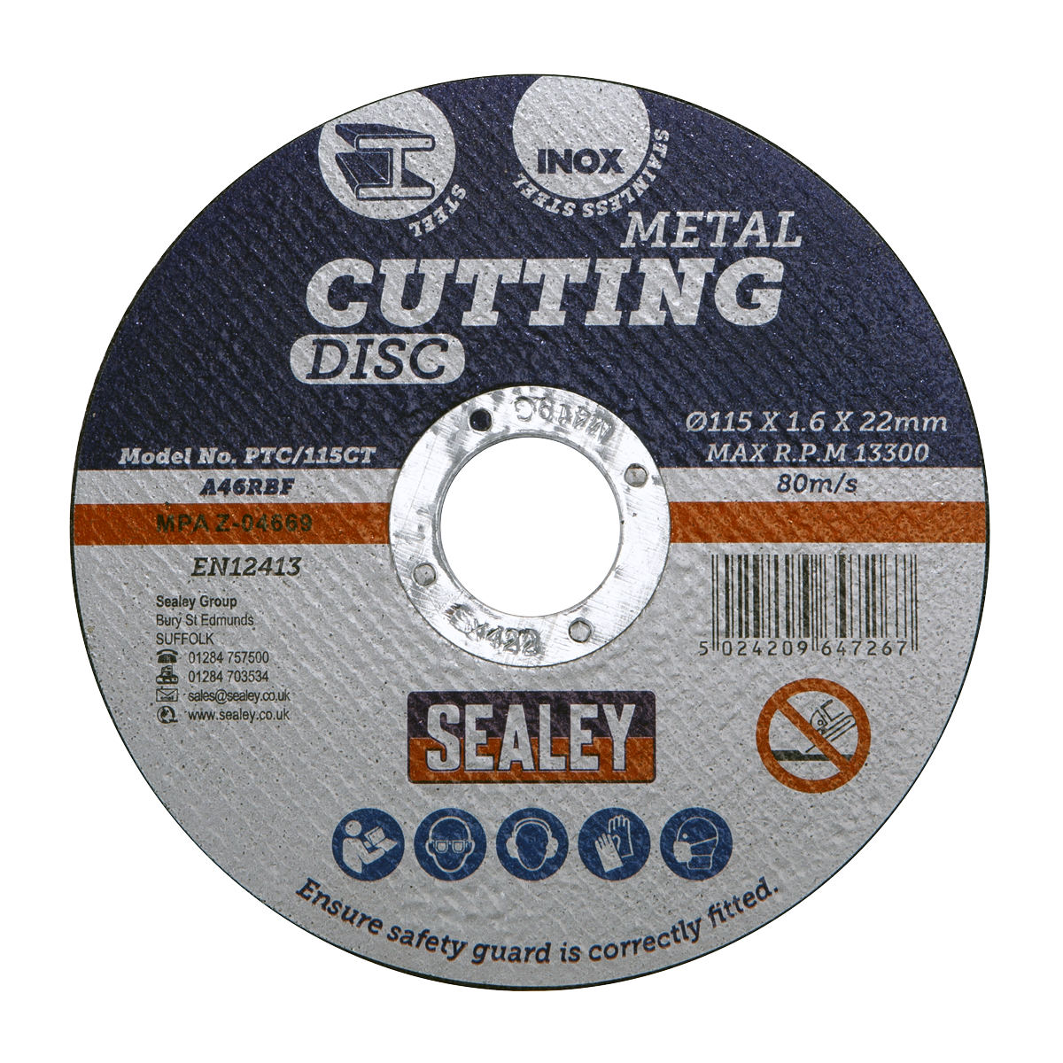 Sealey 115 x 1.6mm Cutting Disc 22mm Bore - Pack of 50 additional view