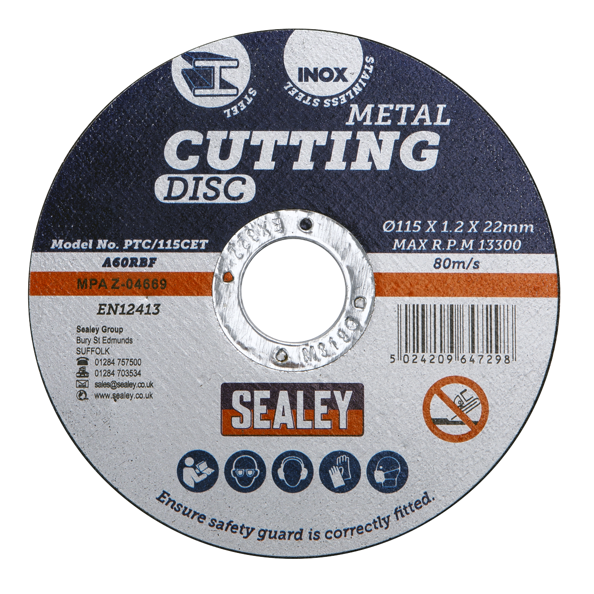 Sealey 115 x 1.2mm Cutting Disc 22mm Bore - Pack of 50 additional view