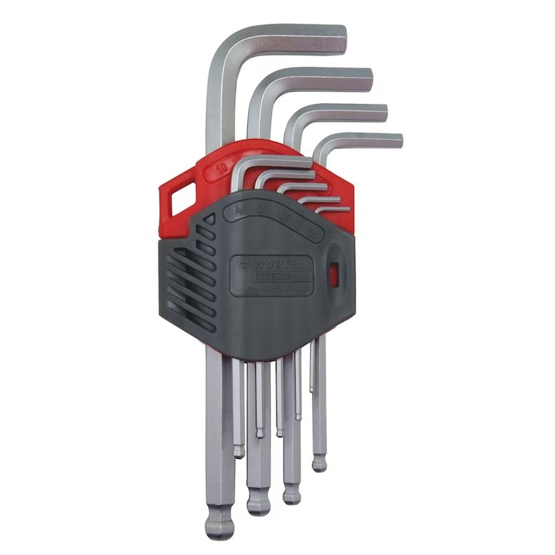 Wurth Allen Key Hexagonal (Hex) Set – 9 Pieces, Long Blade, Ball Head