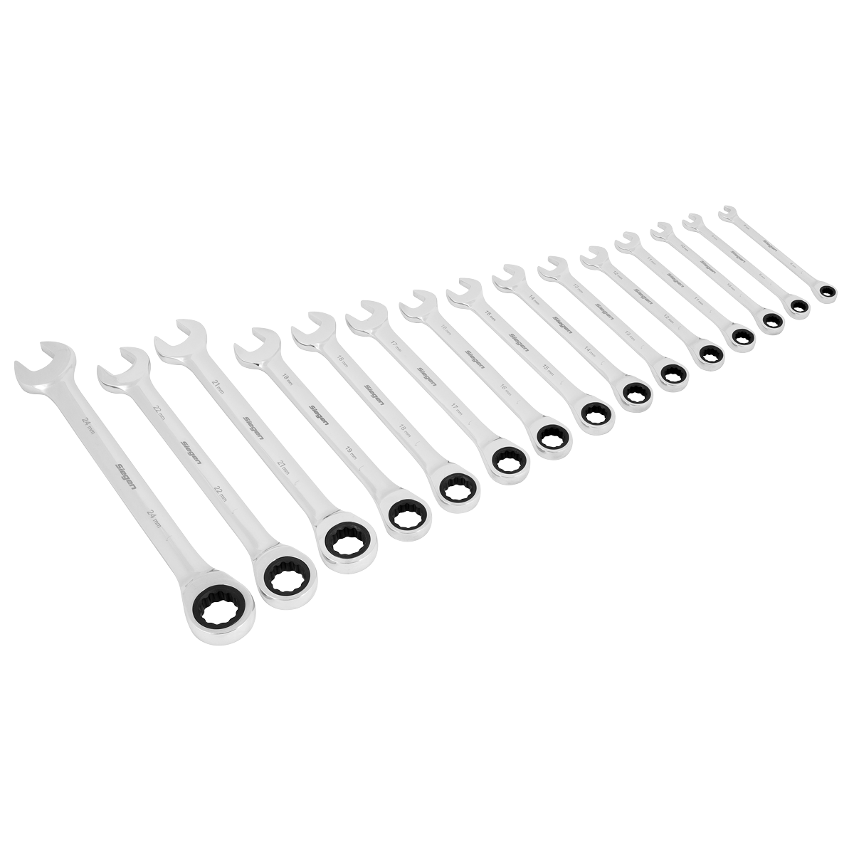 Siegen by Sealey 15-piece metric ratchet spanner set, model S01247