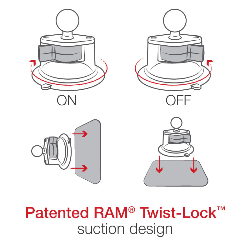 RAM® Twist-Lock™ Suction Cup Base with Double Socket Arm – additional supplier image