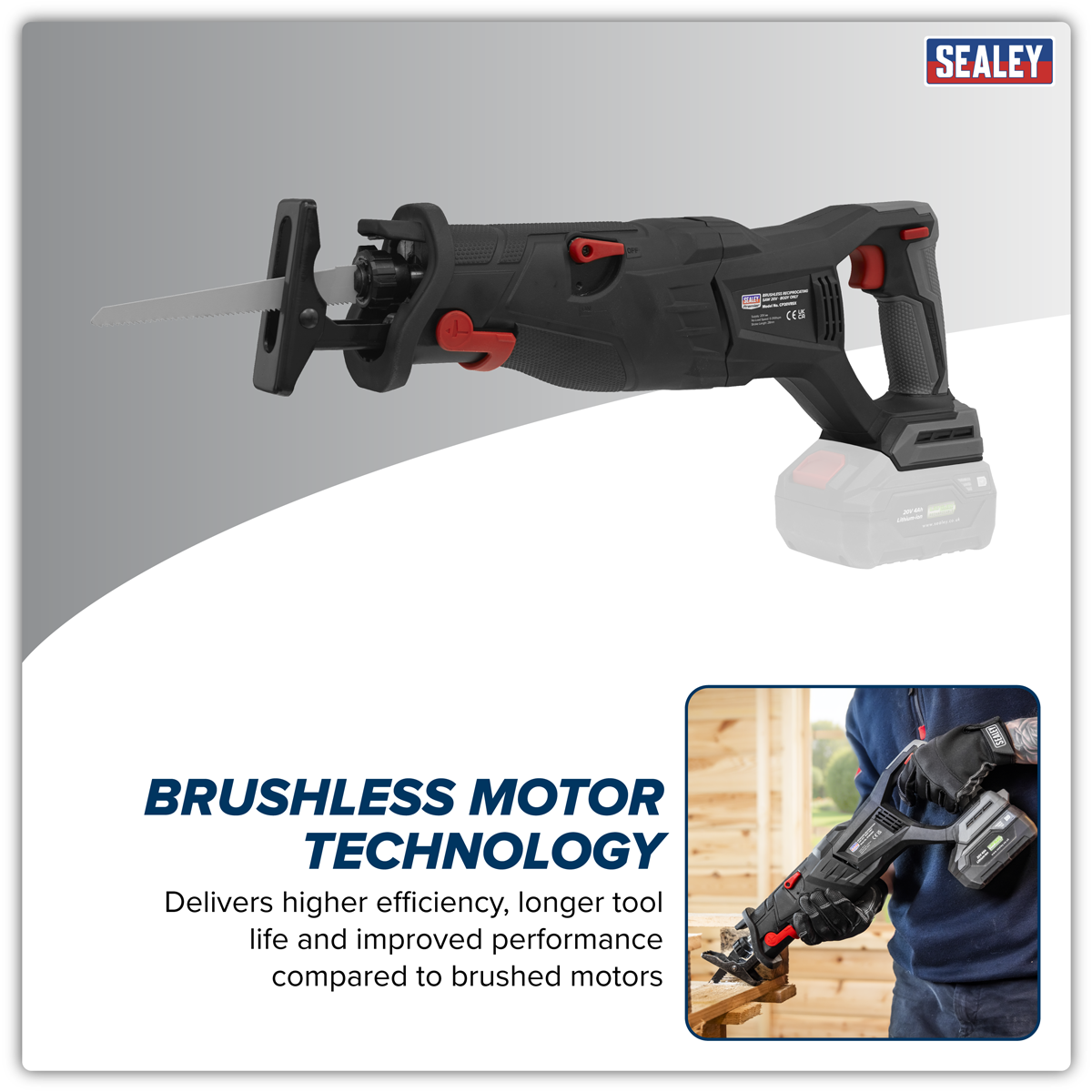 Sealey Premier SV20 Series Brushless Cordless Reciprocating Saw 20V - Body Only – additional supplier image