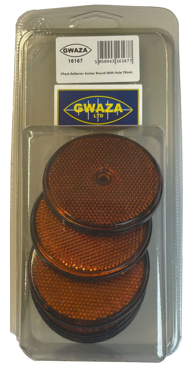 FPack Reflector Amber Round With Hole 70mm (6)