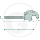CBM Tail hook – Category 2 / 50, I M30 x 3 mm – dimension diagram