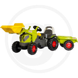 CLAAS AXOS 240 pedal tractor with front loader and trailer