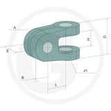 GRANIT Clevis joint head – Category Cat. 2, A 19.3 mm – dimension diagram
