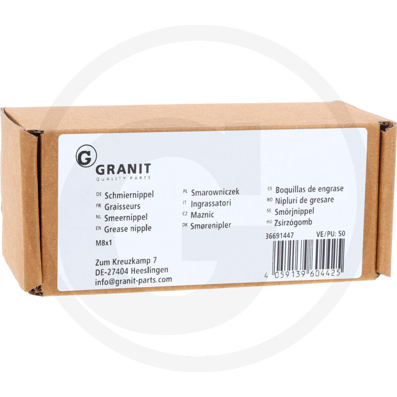 GRANIT M8 x 1 Straight Grease Nipples – Pack of 50 – additional supplier image