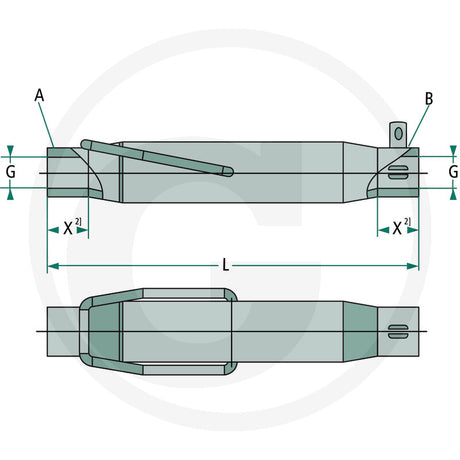WALTERSCHEID Sleeve without bracket – I M36 x 4 mm, L 440 mm – dimension diagram