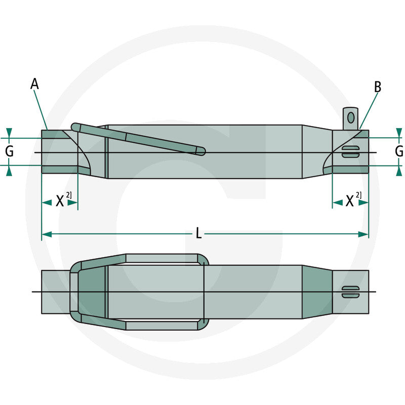 WALTERSCHEID Sleeve – I M36 x 3 mm, L 400 mm – dimension diagram