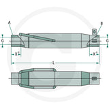 WALTERSCHEID Sleeve – I M36 x 3 mm, L 400 mm – dimension diagram