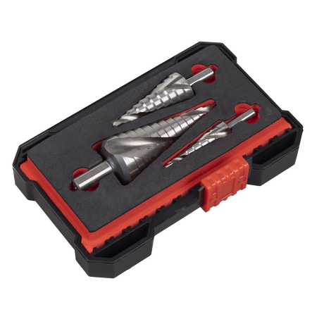 Sealey Spiral Flute HSS 4341 Step Drill Bit Set 3pc additional view