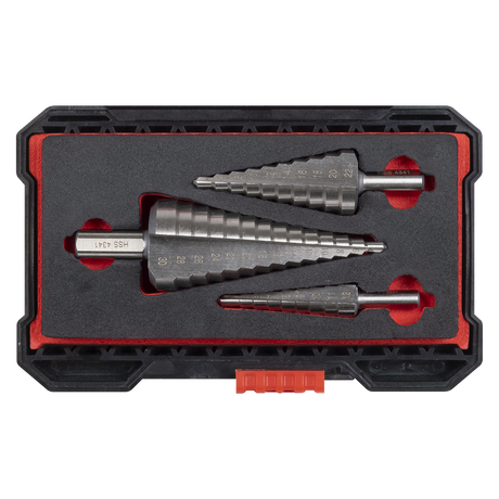 Sealey Straight Flute HSS 4341 Step Drill Bit Set 3pc additional view