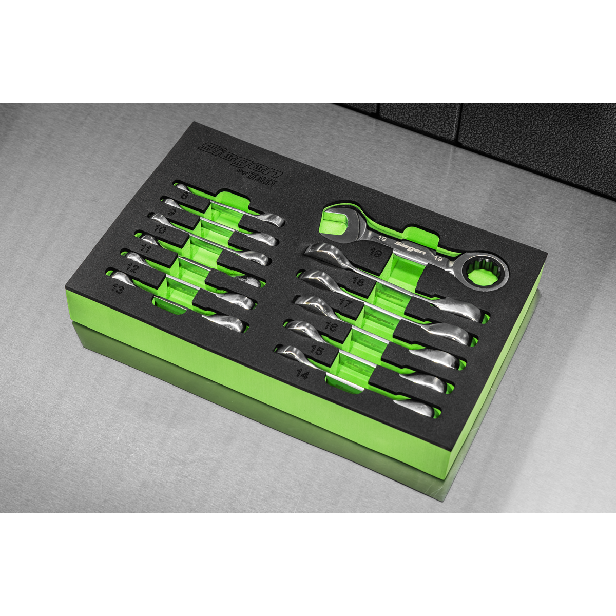 Siegen Stubby Combination Ratchet Spanner Set in EVA Foam Tray 12pc – additional product view 7