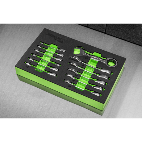 Siegen Stubby Combination Ratchet Spanner Set in EVA Foam Tray 12pc – additional product view 7