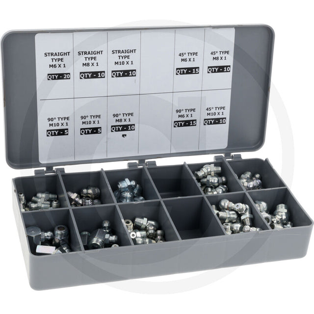 GRANIT Metric Grease Nipple Assortment – 110 pcs., in plastic case