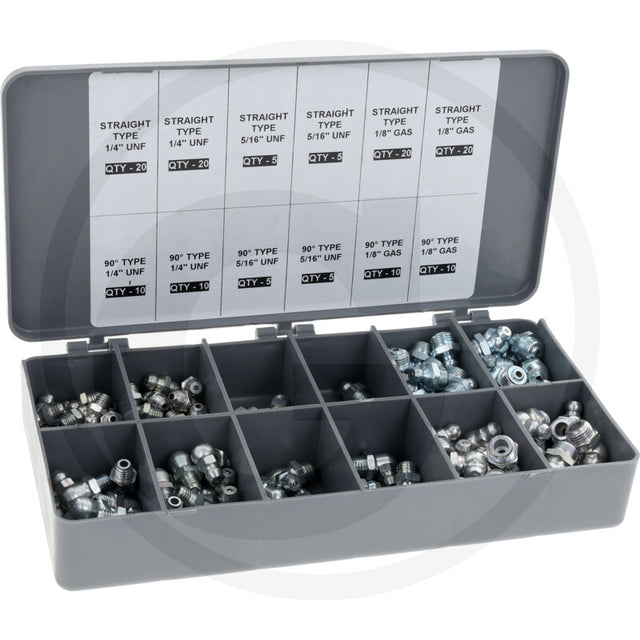 GRANIT Imperial Grease Nipple Assortment – 140 pcs., in plastic case