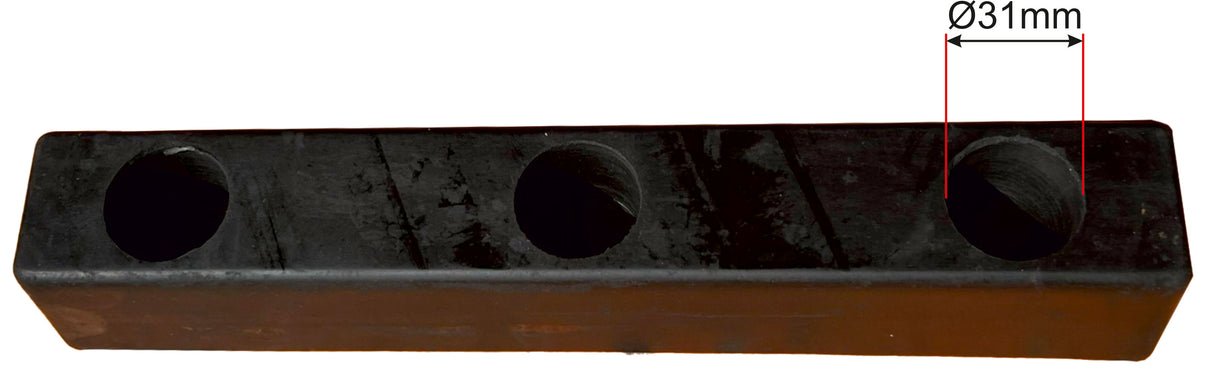 Triple Rubber Trailer Buffer Pad – 300 x 50 x 50mm – 3 Hole M10