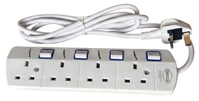 Extension Lead 4Way Individual Switch 250V-13A