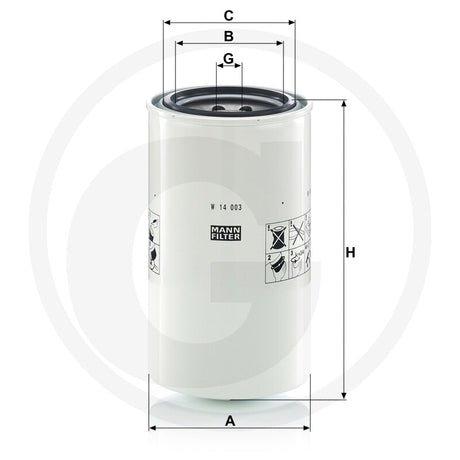 MANN FILTER W14003 Hydraulic Oil Filter