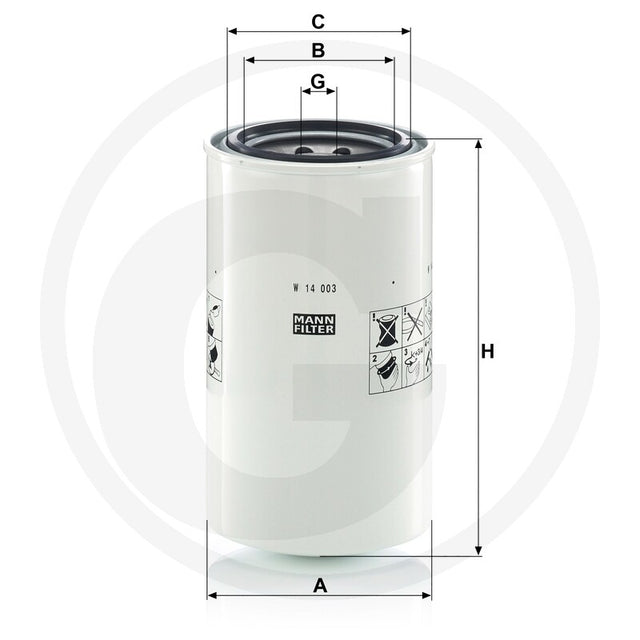 MANN FILTER W14003 Hydraulic Oil Filter