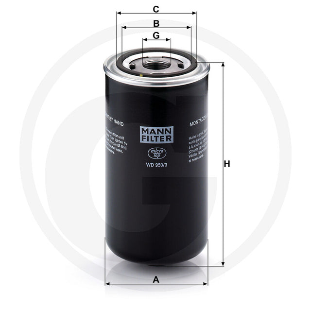 MANN FILTER WD950/3 Hydraulic / Transmission Filter