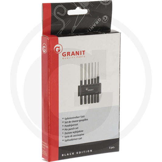 GRANIT BLACK EDITION Pin Punch Set – 6 Piece (3–9 mm)