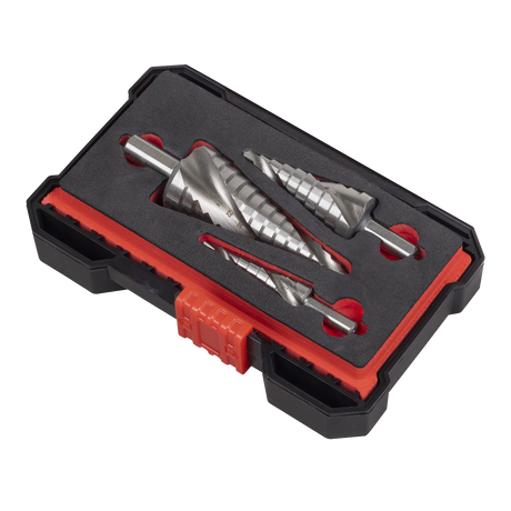 Sealey Spiral Flute HSS 4341 Step Drill Bit Set 3pc additional view