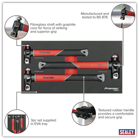 Premier Ball Pein Hammer Set with Fibreglass Shafts 3pc – additional product view 4