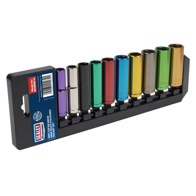 Premier Deep Multi-Coloured Socket Set 3/8"Sq Drive 10pc