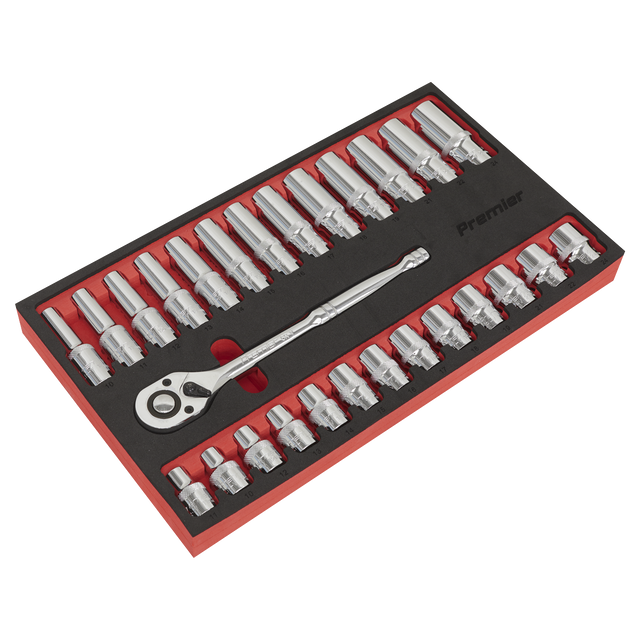 Premier Ratchet Wrench & Socket Set 1/2"Sq Drive 27pc
