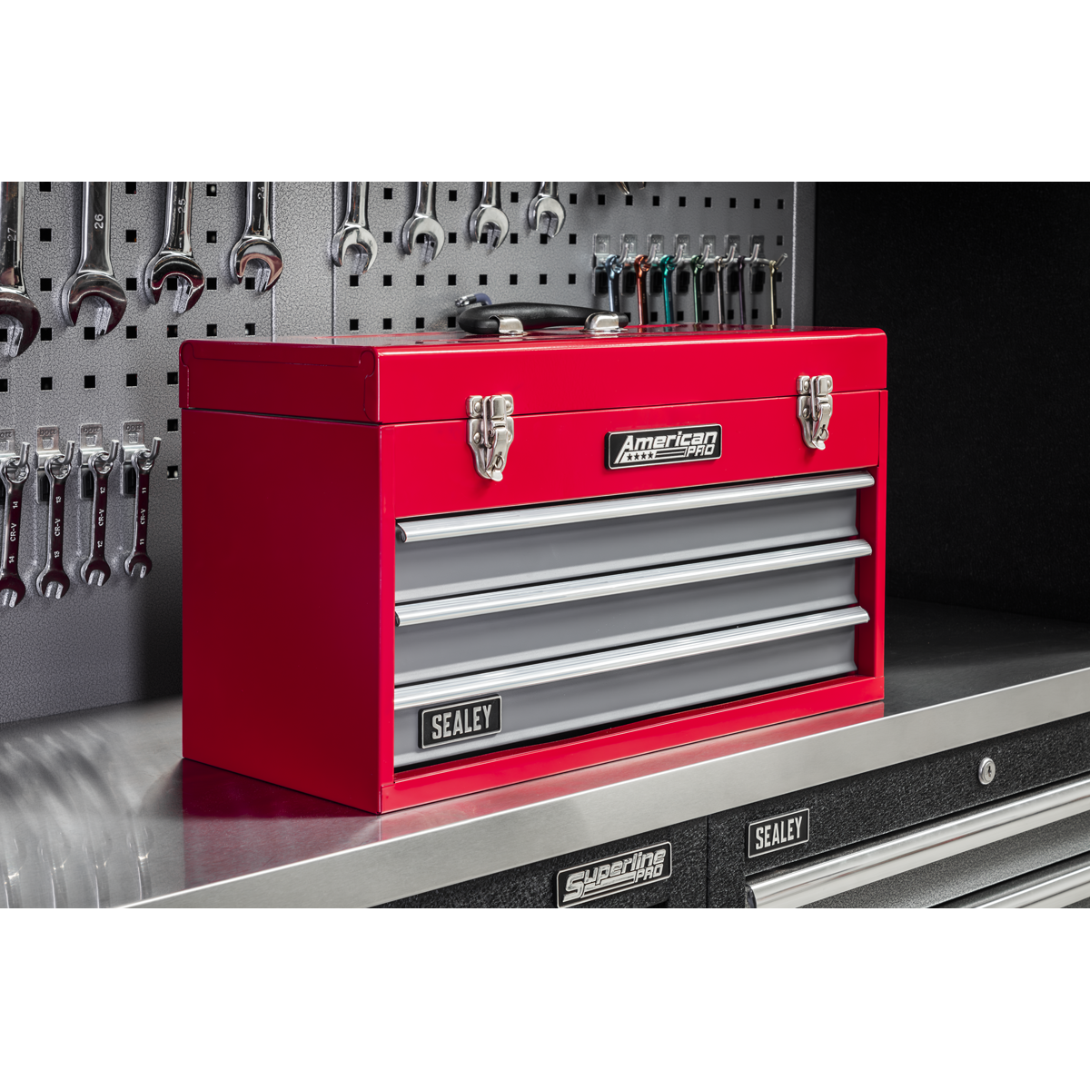 American PRO® Tool Chest 3 Drawer - Red/Grey – additional supplier image