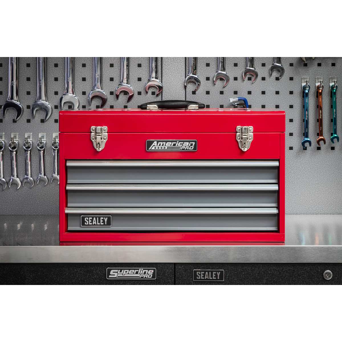 American PRO® Tool Chest 3 Drawer - Red/Grey – additional supplier image