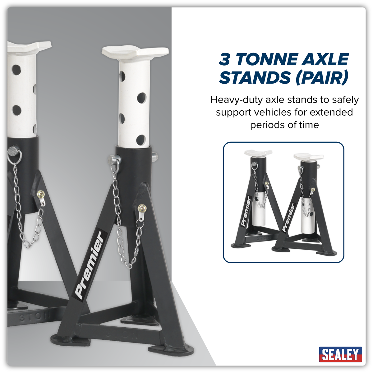 Premier Axle Stands (Pair) 3 Tonne Capacity per Stand - White – additional supplier image